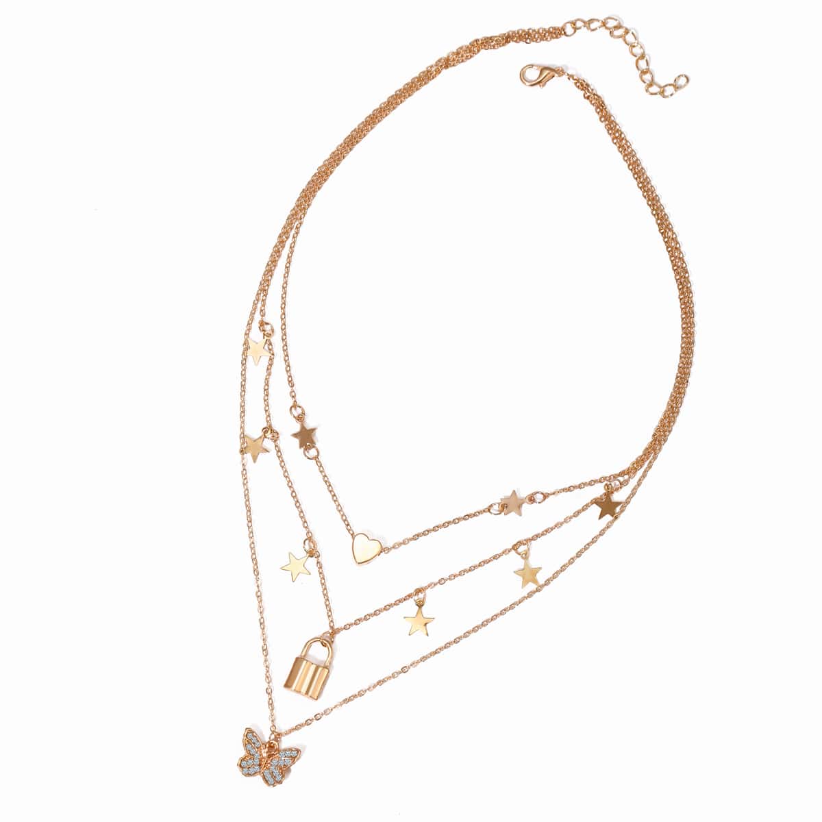 

Butterfly Charm Layered Necklace, Gold