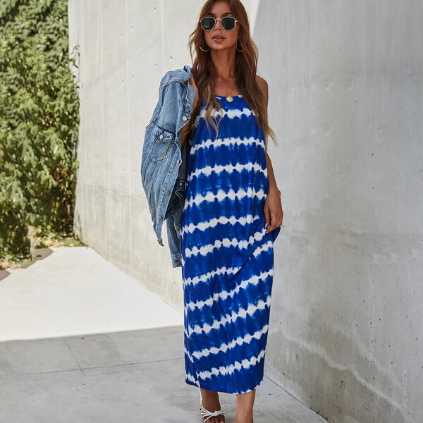 

Tie Dye Cami Dress, Blue and white