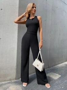 Chiquease Crisscross Zip Back Jumpsuit - Black - View 1