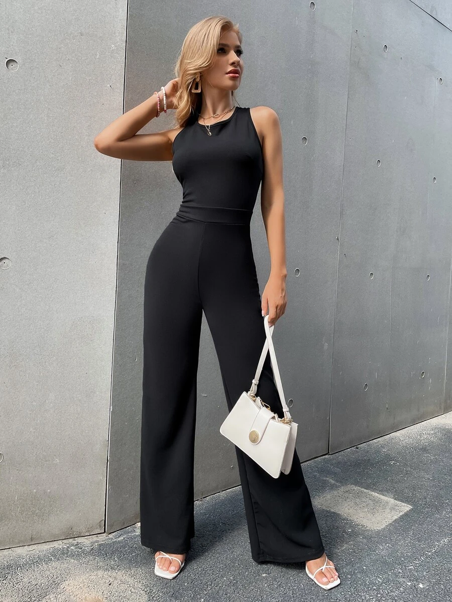 Chiquease Crisscross Zip Back Jumpsuit - Black - View 1