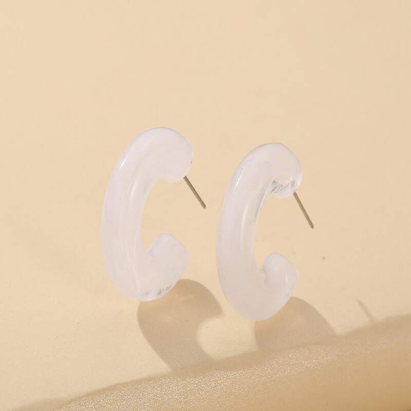 

Simple Acrylic Open Hoop Earrings, White