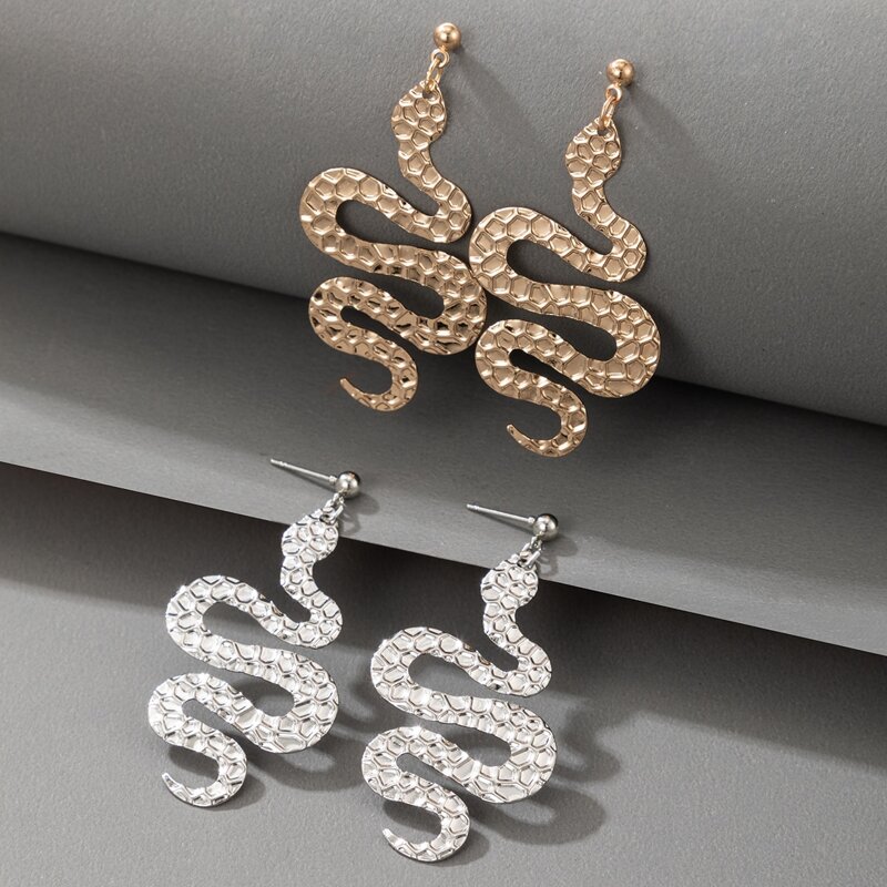 

2pairs Snake Drop Earrings, Multicolor