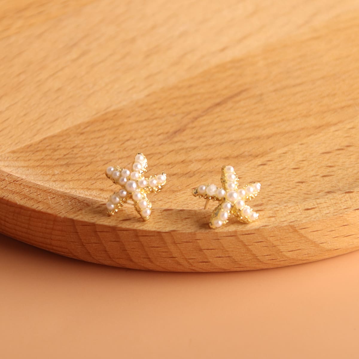 

Faux Pearl Star Stud Earrings, White