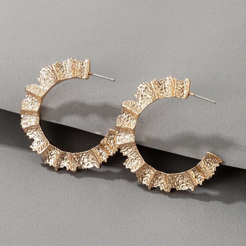 

Textured Round Hoop Earrings, Gold