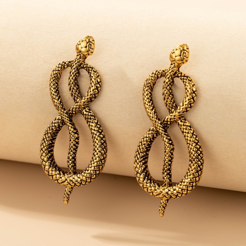 

Snake Drop Earrings, Gold