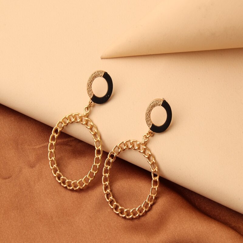

Geo Round Drop Earrings, Gold