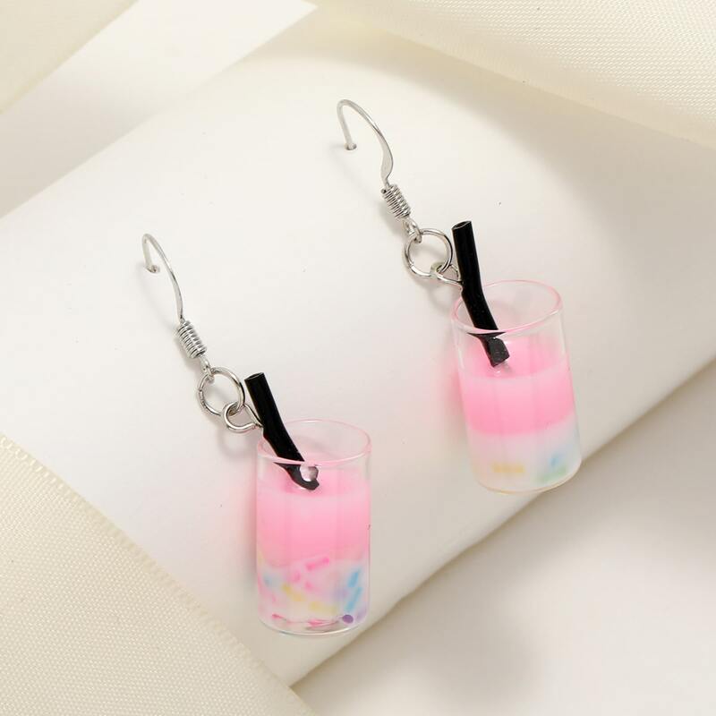 

Milk Tea Drop Earrings, Baby pink