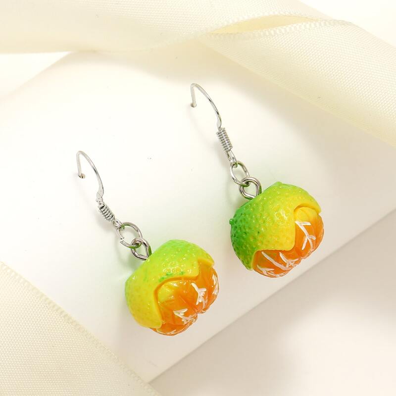 

Orange Drop Earrings, Green