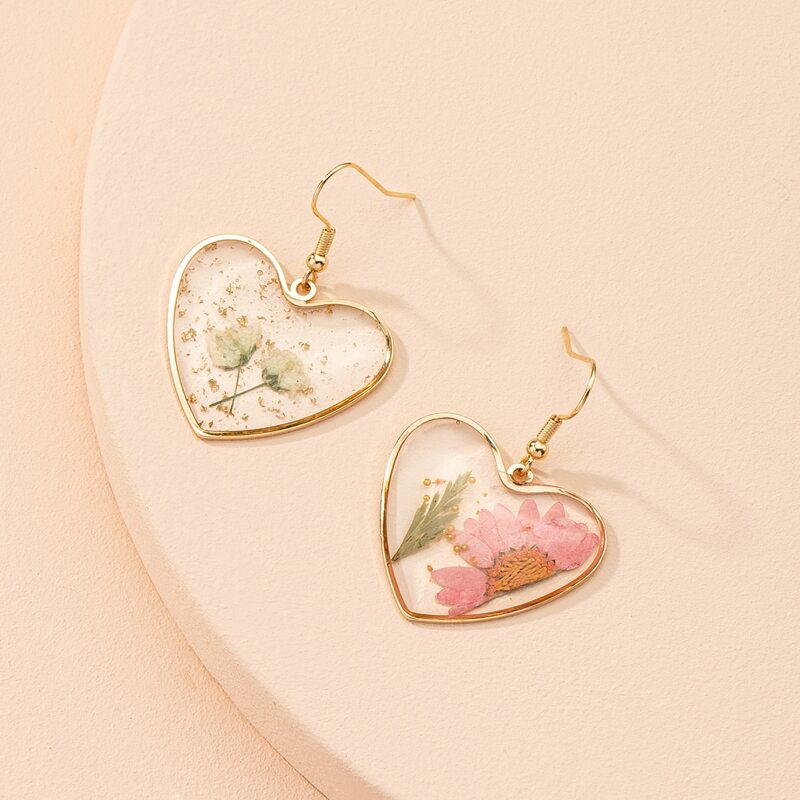 

Flower Heart Drop Earrings, Multicolor