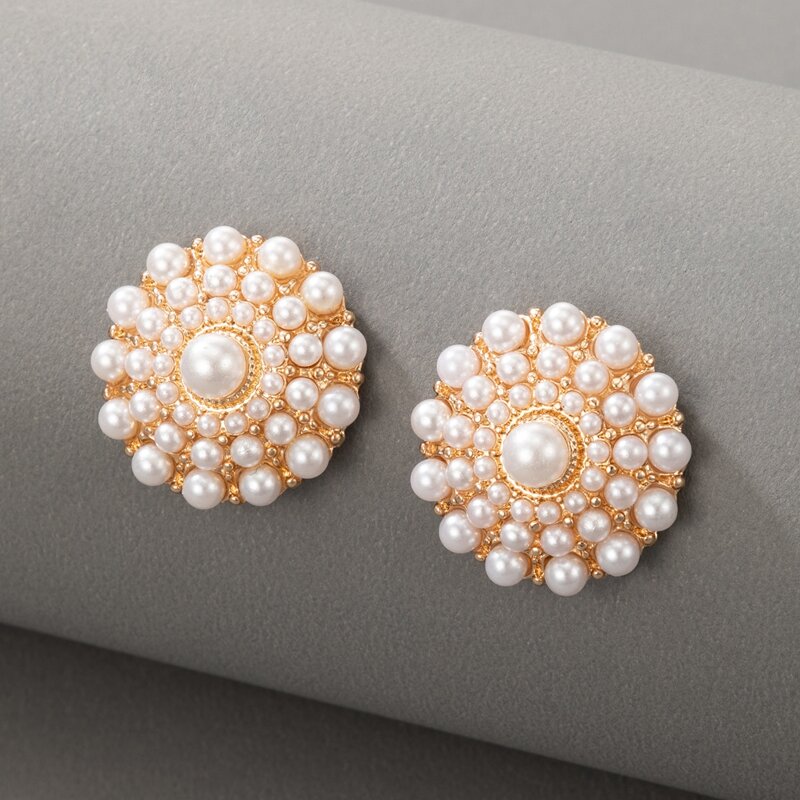 

Faux Pearl Stud Earrings, Gold