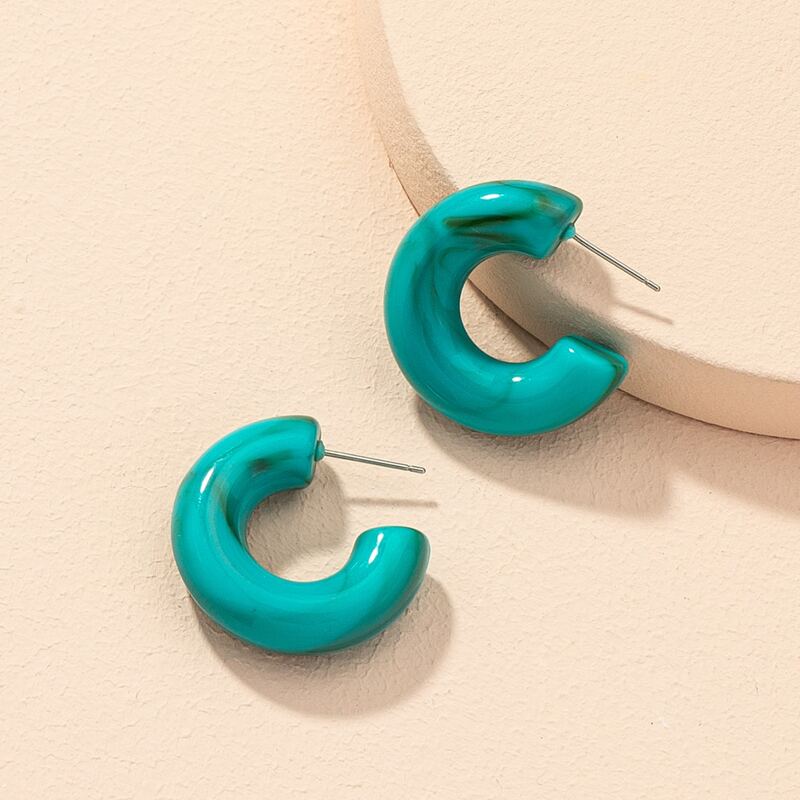 

Simple Open Hoop Earrings, Green