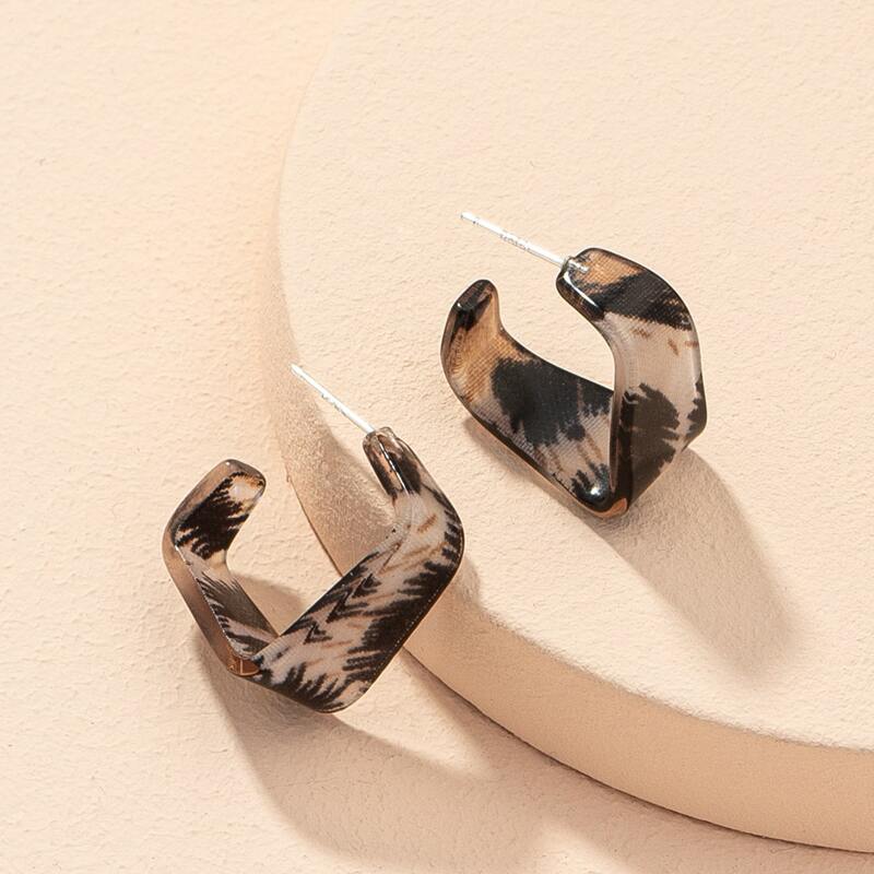

Geo Leopard Open Hoop Earrings, Multicolor