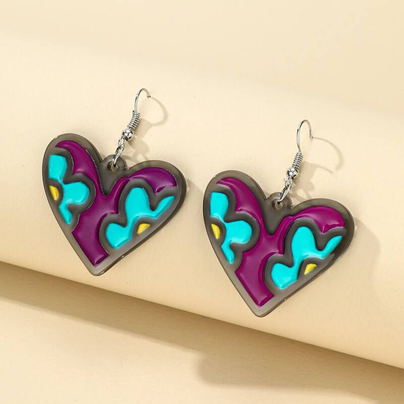 

Floral Heart Drop Earrings, Multicolor
