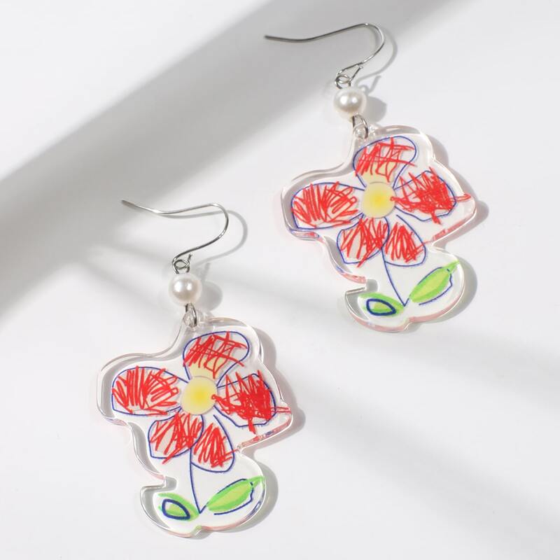

Flower Drop Earrings, Multicolor