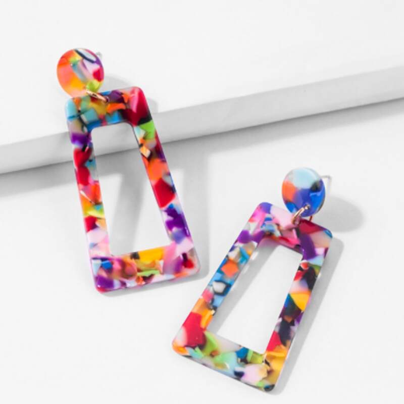 

Geo Drop Earrings, Multicolor