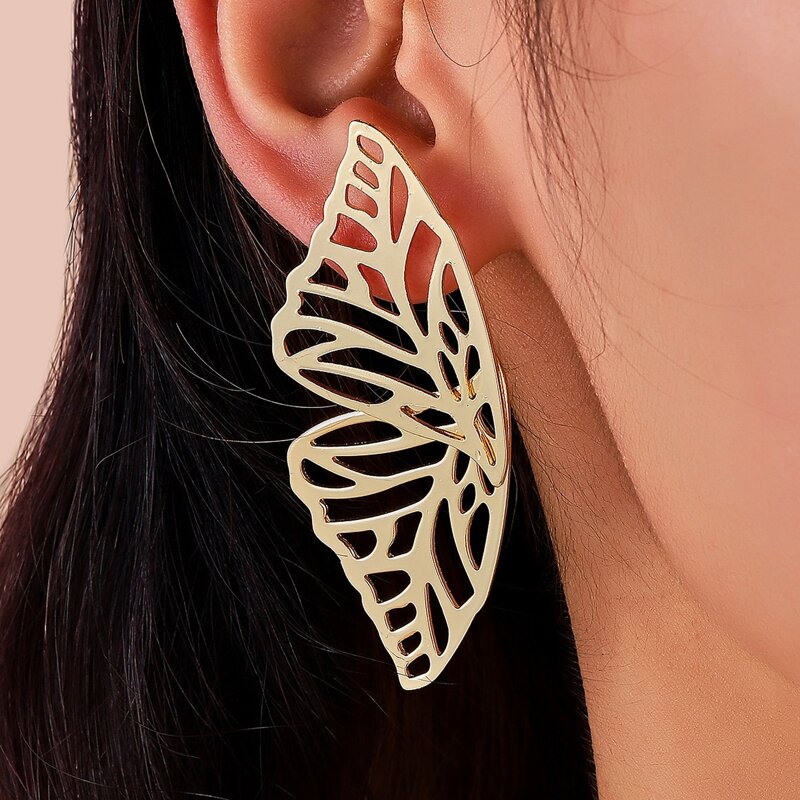 

Hollow Out Butterfly Drop Earrings, Gold