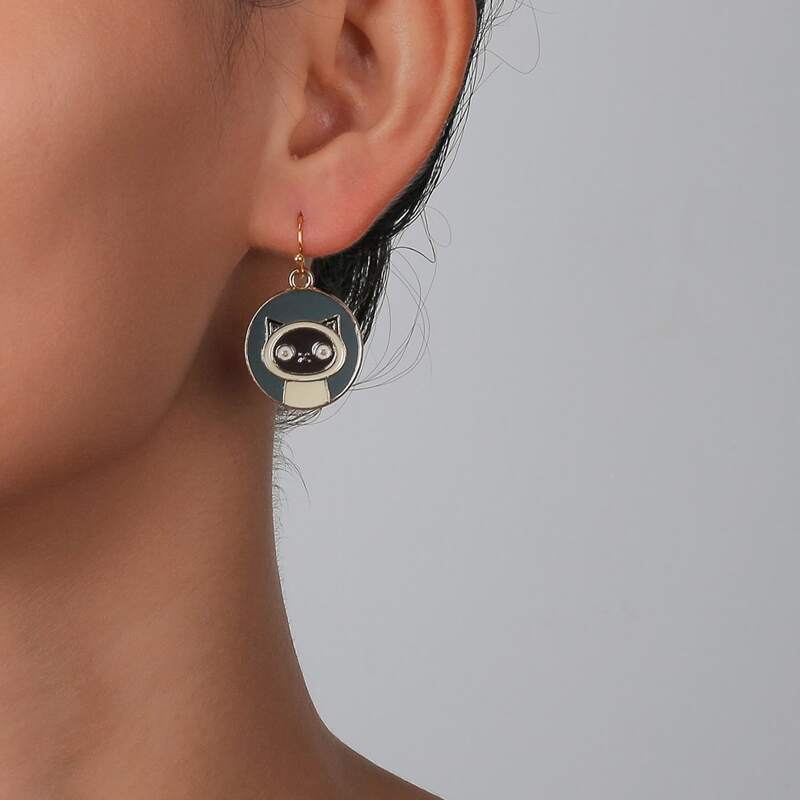 

Cat Drop Earrings, Grey