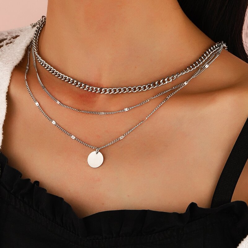 

Coin Charm Layered Necklace, White