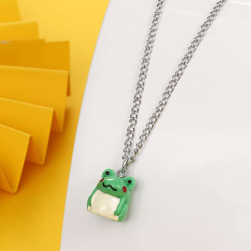

Frog Charm Necklace, Green