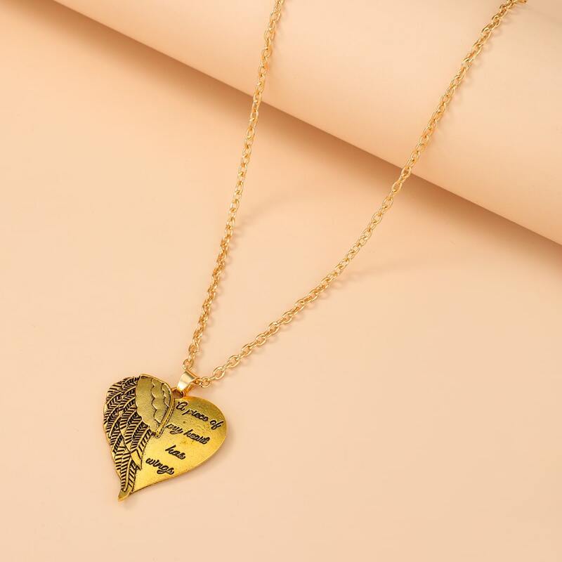 

Heart Wing Pendant Necklace, Gold