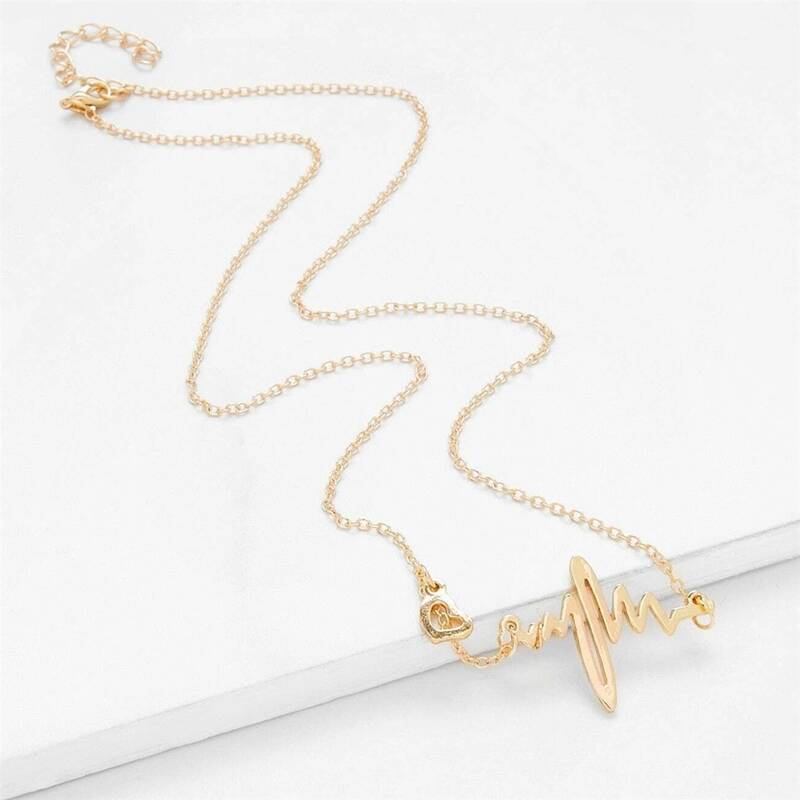 

Cardiogram Pendant Necklace, Gold