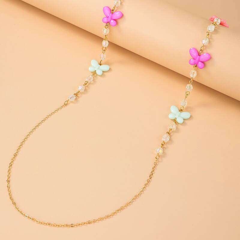 

Butterfly Beaded Necklace, Multicolor