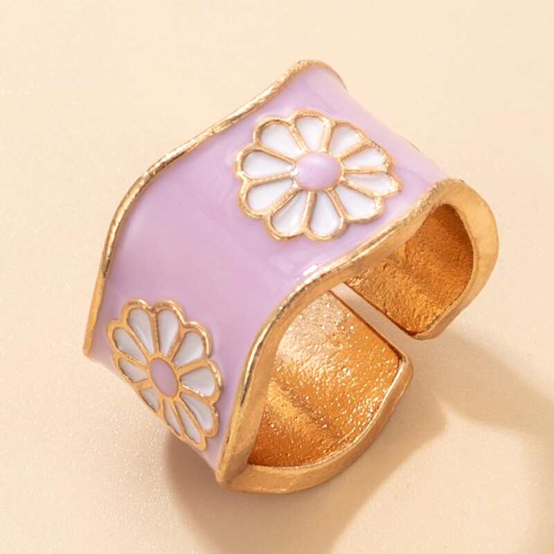 

Flower Cuff Ring, Purple