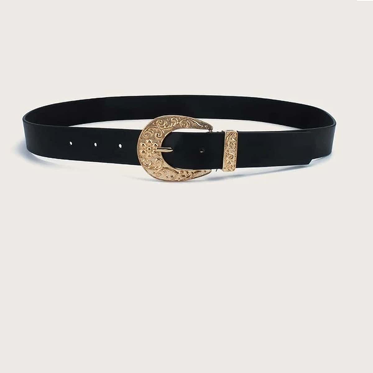 

Engraved Buckle Belt, Black
