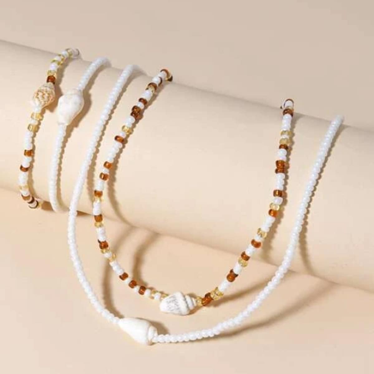 

2pcs Shell Beaded Necklace & 2pcs Bracelet, Multicolor