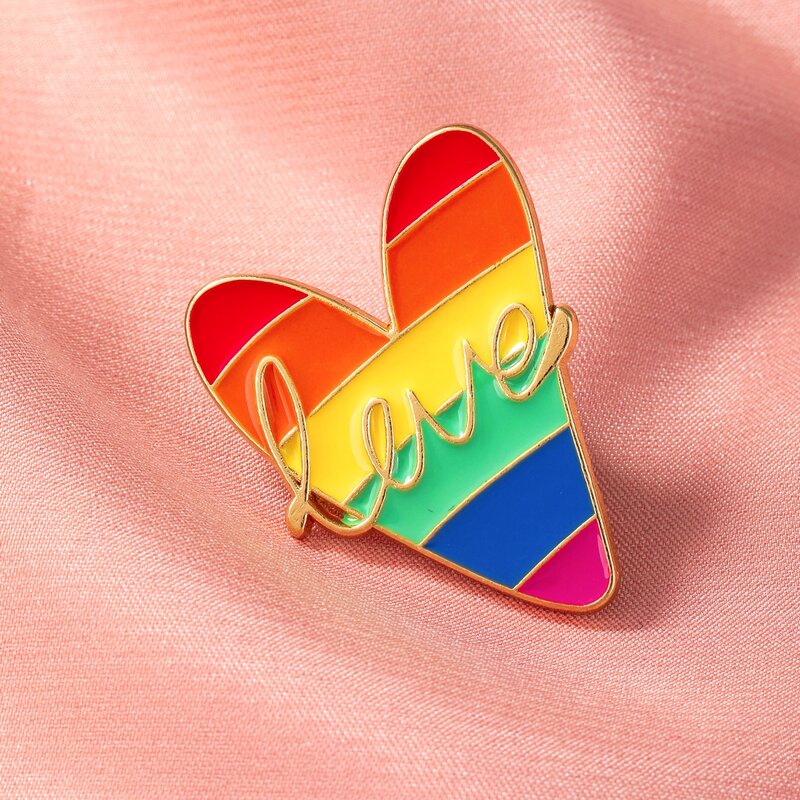 

Heart Striped Graphic Brooch, Multicolor