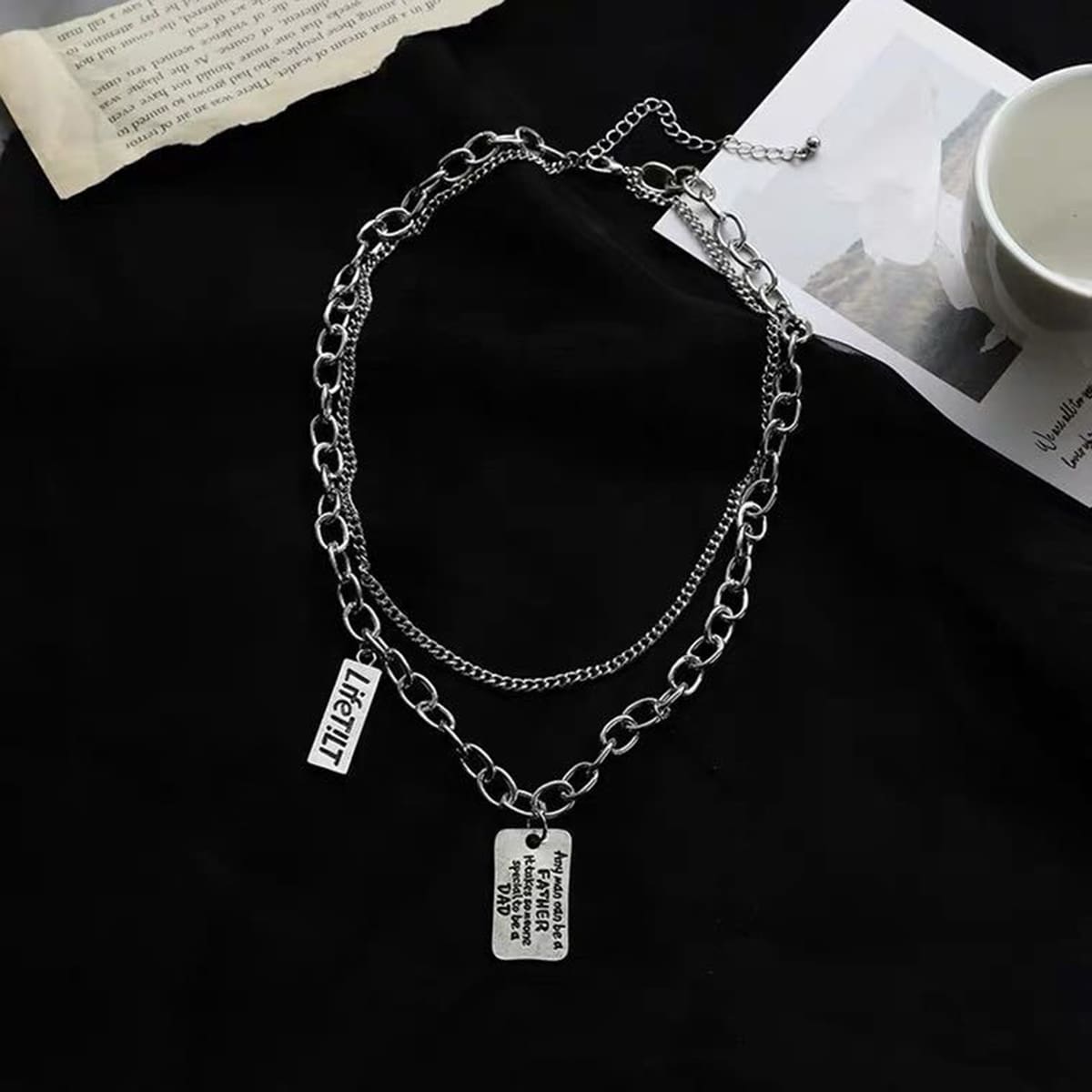 

Guys Geo Letter Charm Necklace, Silver