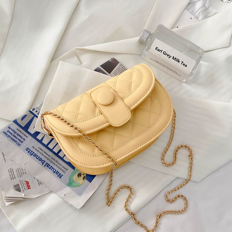 

Quilted Flap Crossbody Bag, Yellow