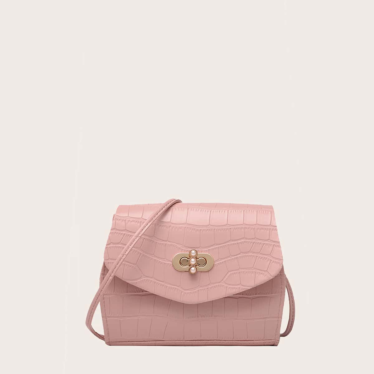 

Croc Embossed Crossbody Bag, Pink