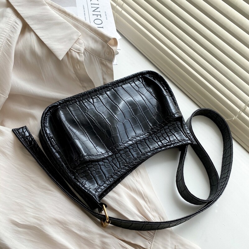 

Croc Embossed Crossbody Bag, Black