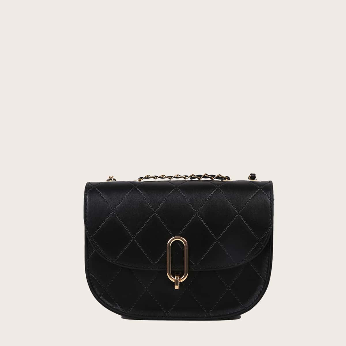 

Quilted Flap Crossbody Bag, Black