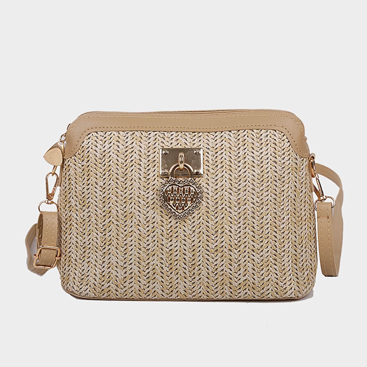 

Straw Crossbody Bag, Khaki