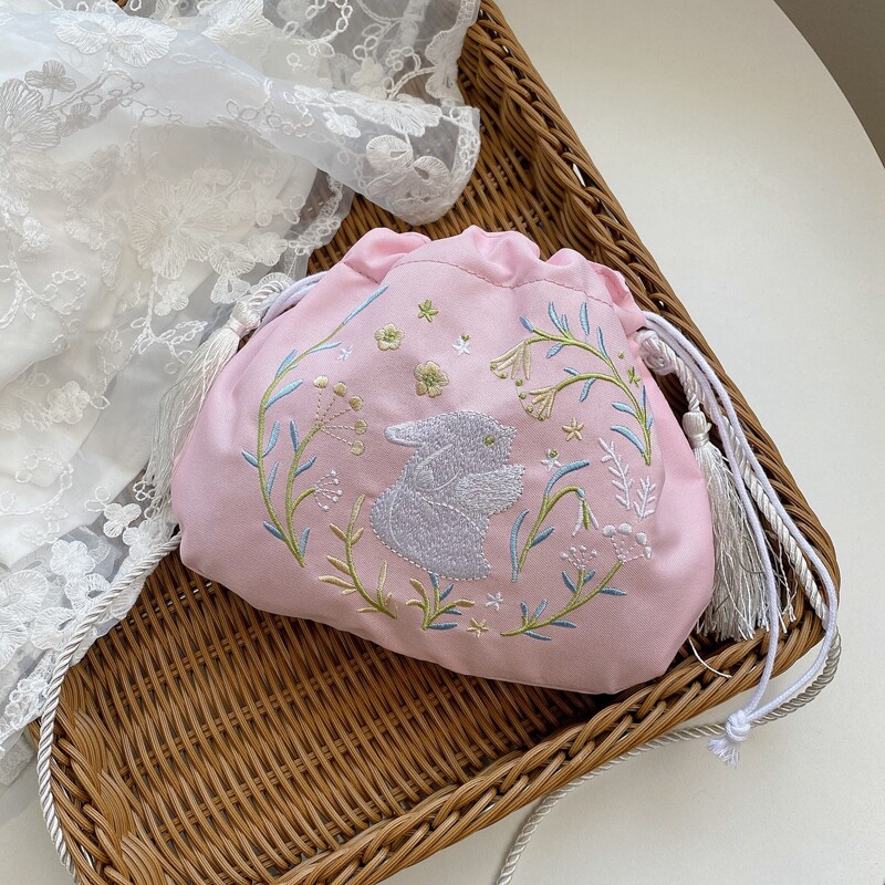 

Rabbit Embroidery Crossbody Bag, Pink