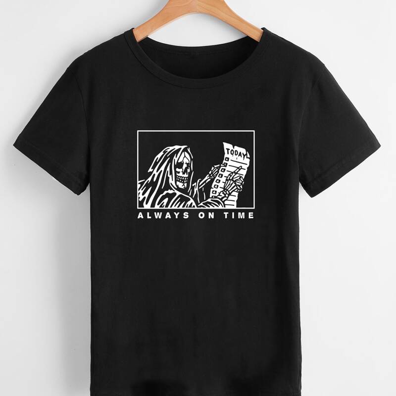 

Letter Skull Graphic Tee, Black