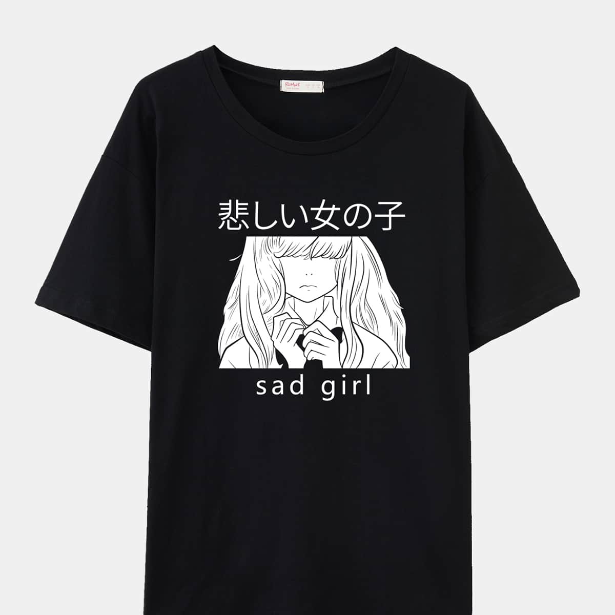 

Letter Cartoon Figure Graphic Tee, Black