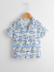 SHEIN 小男童船圖案襯衫