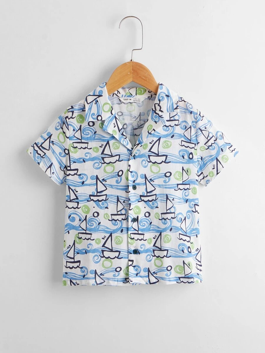 SHEIN 小男童船圖案襯衫