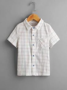 SHEIN 小男童格紋圖案襯衫