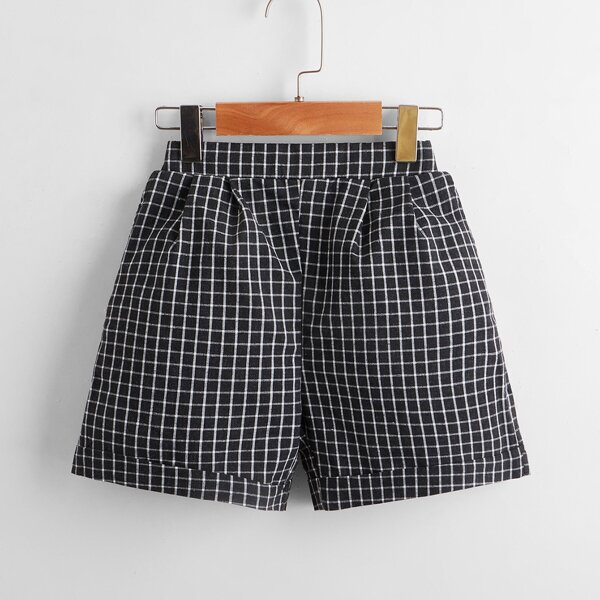 

Toddler Boys Grid Print Shorts, Black