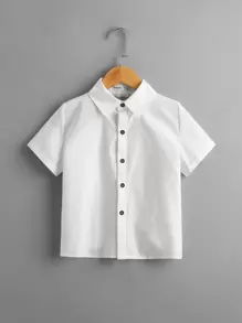 SHEIN 小男童捲邊袖襯衫