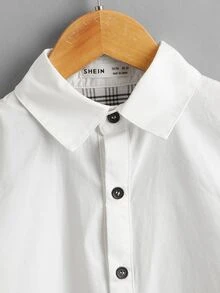 SHEIN 小男童捲邊袖襯衫