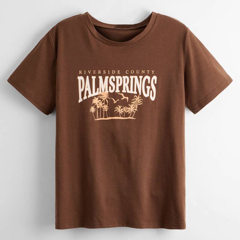 

Letter Palm Graphic Tee, Coffee brown
