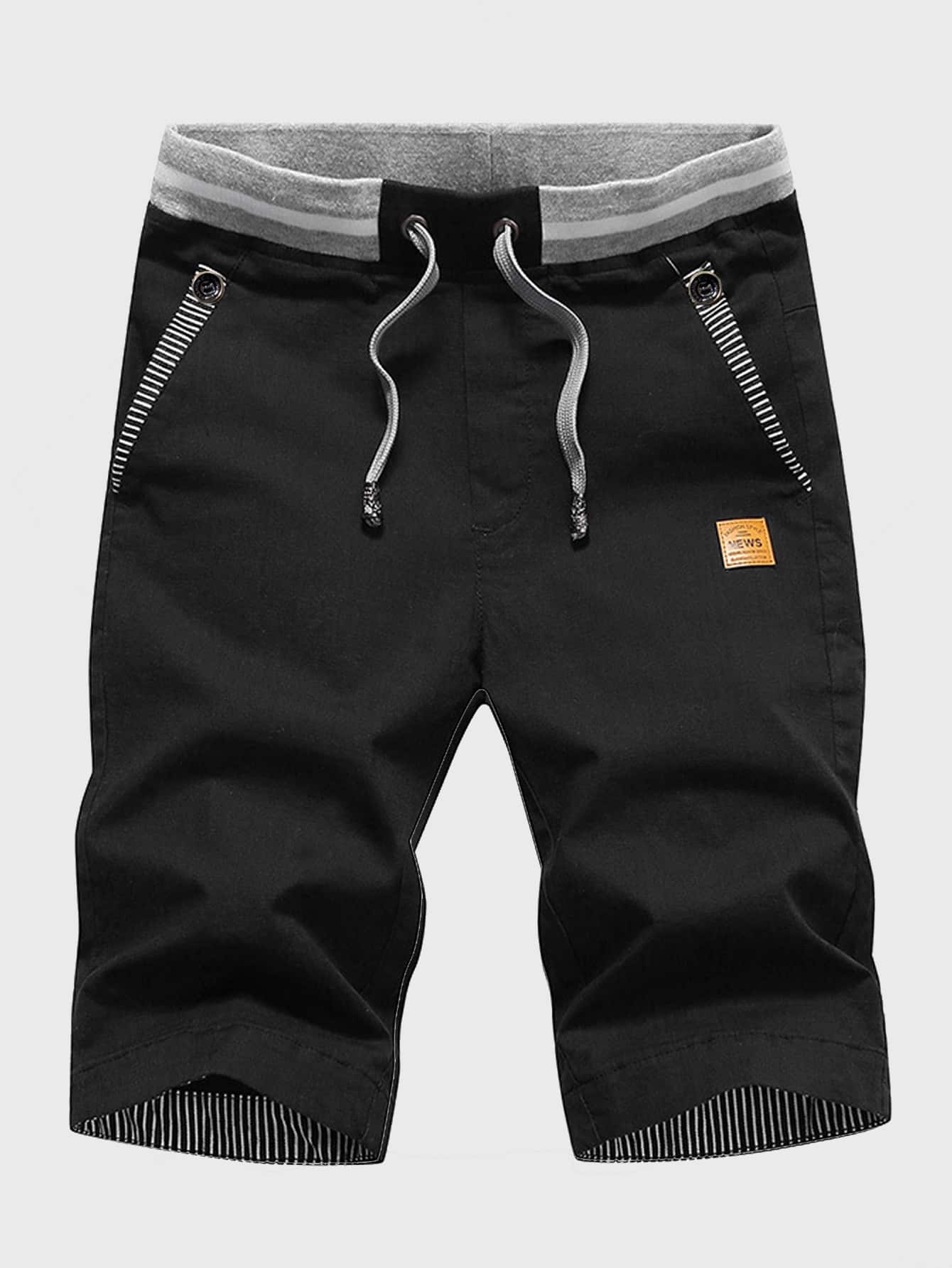 Manfinity Homme Shorts con cordón con parche - Negro - Ver 1
