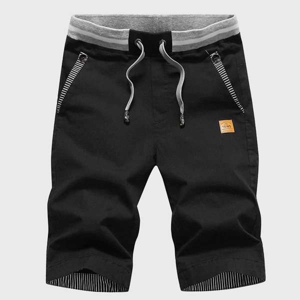 

Men Patched Drawstring Shorts, Black