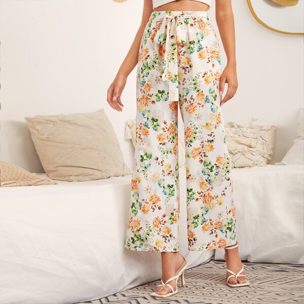 

Tie Front Floral Pants, Multicolor