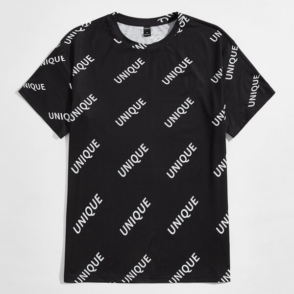 

Men Letter Graphic Tee, Black